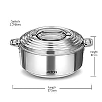 MILTON Galaxia 1500 Insulated Stainless Steel Casserole, 2000 ml, Silver