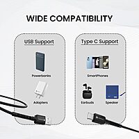 Portronics USB Type-C to Type-C Cable – Black, Fast Charging, Durable, 1m Length, High-Speed Data Transfer, Compatible with Laptops, Smartphones, Tablets, Ideal for Quick Connectivity.
