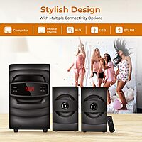 lapcare Badshah LUS‑207 Bluetooth Home Theatre – 50 W 2.1, Wooden Cabinet, High-Bass Stereo Sound | USB, Aux, FM Inputs | Remote Control