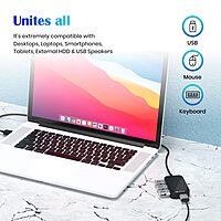 Portronics Mport 4D is a versatile 4-in-1 USB hub featuring multiple ports and a long cable for easy connectivity. Perfect for expanding your device's capabilities with convenience and efficiency.