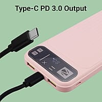 ZEBRONICS MB10000S13 Power Bank, 10000 mAh, Rapid Charge, 22.5W Output, Dual USB Output, PD 3.0 Type C, Built in Protections, Percentage Indicator, Made in India