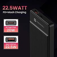 Portronics Luxcell B 10K 10000 mAh 22.5W Fast Charging Power Bank, Ultra Slim Power Bank with Mach USB-A Output, Type C PD Output