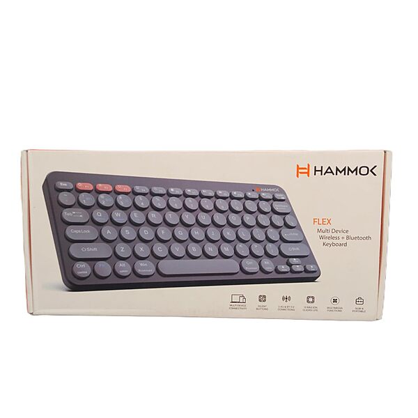 HAMMOK Flex Wireless Keyboard – Bluetooth & Wireless | Compact Design | Round Keys | Multi-Device Compatible | Black