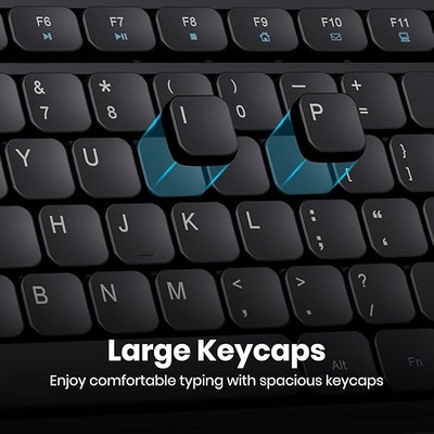 Portronics Key8 Combo Wireless Keyboard and Mouse Set with 2.4 GHz Wireless, Large Keycaps, 104 Keys, Adjustable Mouse Sensitivity, 12 Multimedia Hotkeys, USB Receiver for PC, Laptop, Mac (Black) Portronics Key8 Combo Wireless Keyboard and Mouse Set with 2.4 GHz Wireless, Large Keycaps, 104 Keys, Adjustable Mouse Sensitivity, 12 Multimedia Hotkeys, USB Receiver for PC, Laptop, Mac (Black)