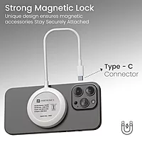 Portronics Quikk Qi2 15W Magnetic Wireless Charger for iPhone 12–16 | White