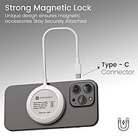 Portronics Quikk Qi2 15W Magnetic Wireless Charger for iPhone 12–16 | White