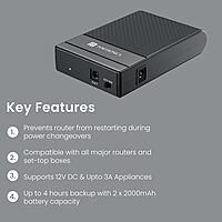 Portronics 3159 Power Plus 2 Router UPS – 12V DC | Up to 4 Hours Backup | Black