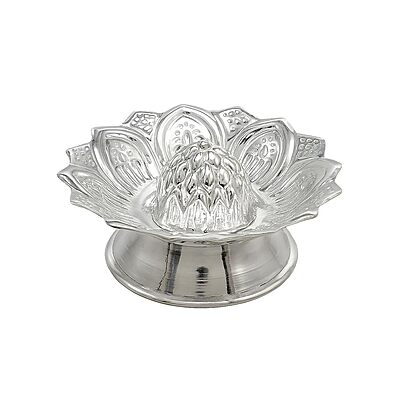 Sterling Silver Agarbatti Stand Lotus Design Incense Dhoop Sticks Holder