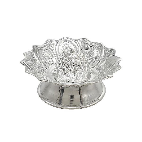 Sterling Silver Agarbatti Stand Lotus Design Incense Dhoop Sticks Holder