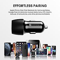 Portronics 20W Dual Output Car Charger 20W Type-C PD + 18W USB Fast Charging Black