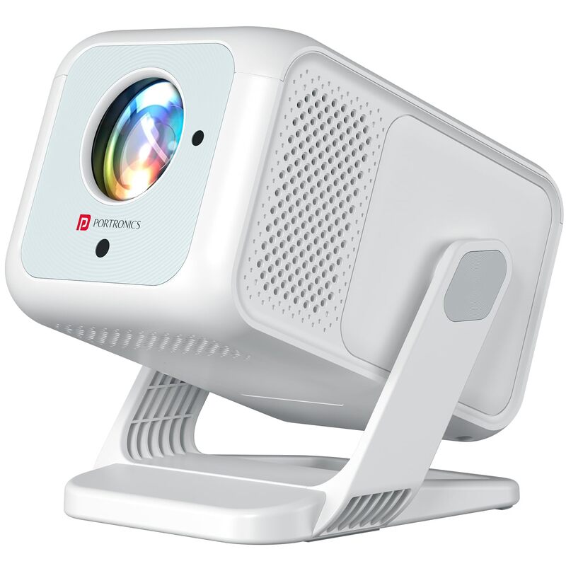 Portronics Beem 450 Smart Projector – 1080p Full HD, Grey, compact, wireless, vibrant visuals, perfect for home entertainment, presentations, and big-screen fun.