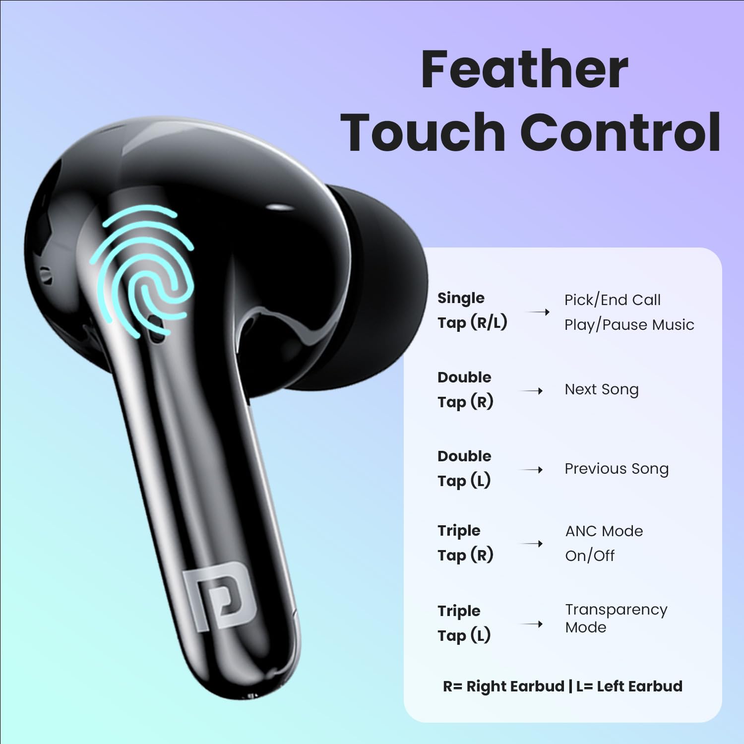 Portronics Twins 28 ANC – TWS Earbuds, 50H Playtime, Black, Active Noise Cancellation, Bluetooth 5.0, Touch Control, IPX4 Water Resistant, Deep Bass, Comfortable Fit, Perfect for Music Lovers.