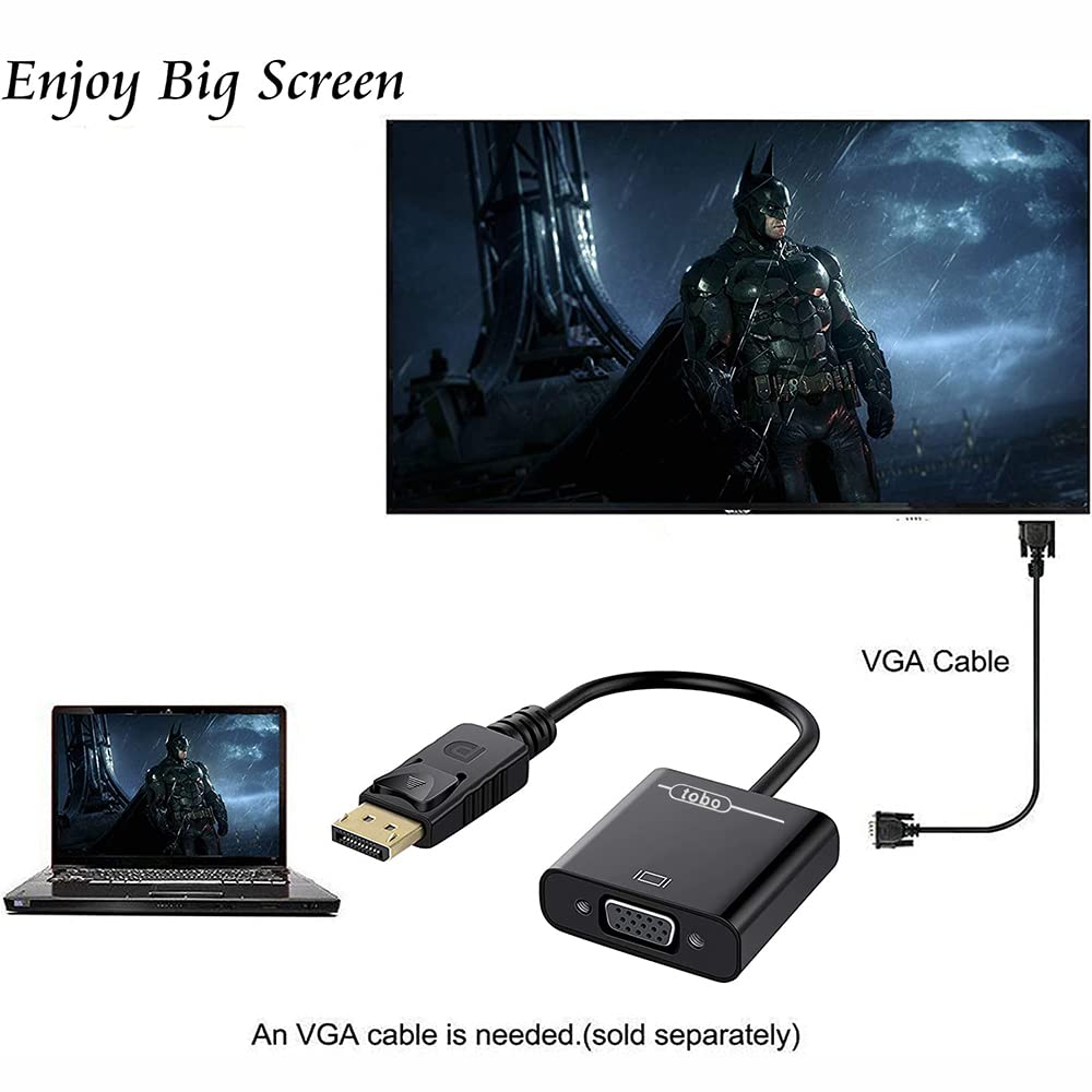 DisplayPort (DP) Male  to VGA Adapter Female , Gold-Plated Compatible with Computer, Desktop, Laptop, PC, Monitor, Projector, HDTV TD-260TC DisplayPort (DP) Male  to VGA Adapter Female , Gold-Plated Compatible with Computer, Desktop, Laptop, PC, Monitor, Projector, HDTV TD-260TC