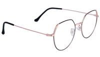 Female Oversized Spectacle Frames. Transparent ARC Lens. Rose Gold & Black Color Metal Frame.