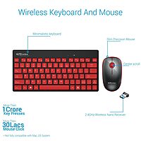 Portronics Key 2 Wireless Keyboard & Mouse Combo – Black & Red | Reliable Wireless Combo |