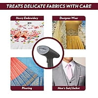 Borosil Handheld Digital Garment Steamer, Horizontal & Vertical Use, 1600W Fast Heating, Steam Nozzle, 200 ml Water Tank, Detachable Fabric Brush, Lint Brush, for Silk, Nylon, Rayon, Wool, Cotton