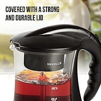 Havells Crystal Tea-Coffee Maker Glass with Filter Basket Indicator Light Transparent Glass Carafe 600 W