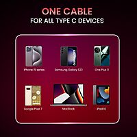 Portronics Silklink – 60W Type-C to Type-C Cable, 1M Red. Fast charging and data transfer, durable design, perfect for devices with USB-C ports. Ideal for home and office use.