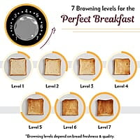 Borosil Krispy Pop-up Toaster, Black, 2-Slice Toaster, 7 Browning Settings, Removable Crumb Tray, 750 W