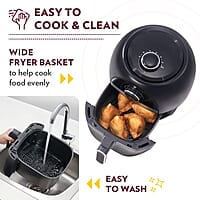 Borosil Best Air Fryer, Air Fryer for Home, Timer Selection, Adjustable Temp Control, 2.8 L Capacity