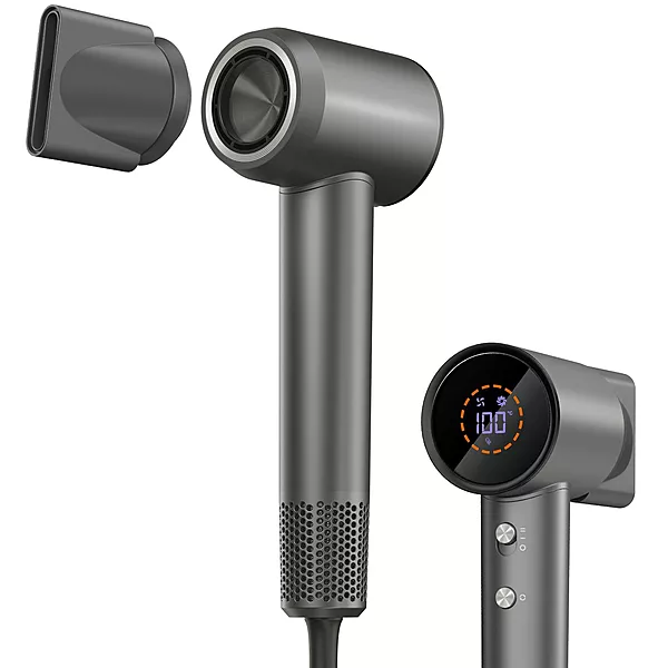 Portronics ZIFRO Hair Dryer – High Speed | Magnetic Nozzles  Real Time Display | Low Noise | Black