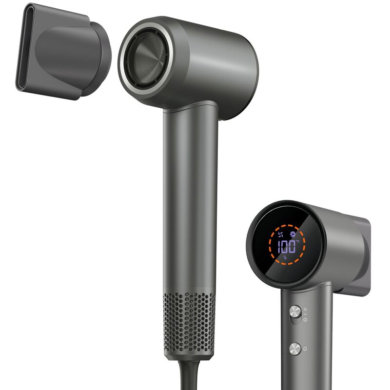 Portronics ZIFRO Hair Dryer – High Speed | Magnetic Nozzles  Real Time Display | Low Noise | Black