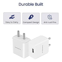 Ambrane 10.5W USB Mobile Charger Adapter, Compatibility with Android & Other USB Enabled Devices, Multi-Layer Protection, Made in India Wall Charger Adapter, BIS Certified