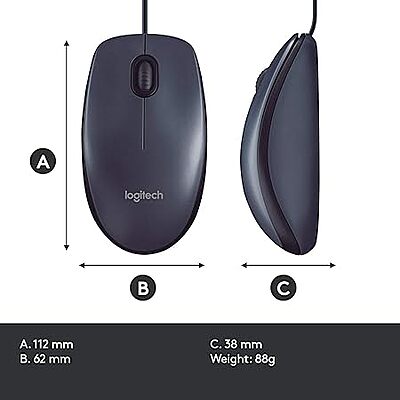 Refurbished Logitech Wired USB Mouse (M100R)