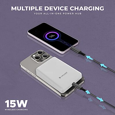 Lapcare Trust MagSafe LPB‑456 10000 mAh power bank: 22.5 W wired + 15 W magnetic wireless charging, LED display, USB‑C dual protection.