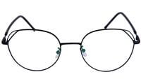 Unisex Round Large Spectacle Frame. Transparent ARC Lens. Black Color Metal Frame.