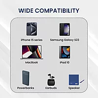 Portronics POR 2271 Konnect Recoil USB-C to USB-C Cable – 60W, 1M, Flat Retractable, White