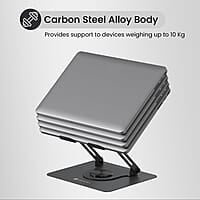 Portronics My Buddy K11 Metal Laptop Stand with 360° Rotation, Height & Angle Adjustable, Foldable Design