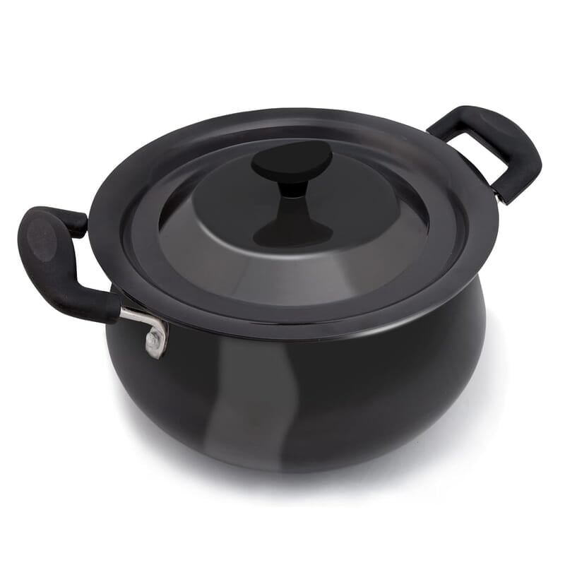 AGARO Aluminium Non-Stick Elite Hard Anodized Handi, 3.5 Litres, Riveted Handle, 4 Mm Thick Plate