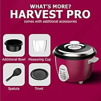 Crompton Harvest Pro Food Grade Non-stick Rice Cooker with 1.8 liter capacity Instant 15 miin cooking additional cooking bowl