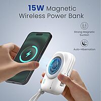 Portronics 3017 Power Shutter Wireless Charge 20K Power Bank– 20000mAh | 15W  | White