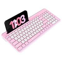 Portronics Bubble Square Wireless Keyboard with Bluetooth + 2.4 GHz USB Receiver Pair 3 Devices Max, Multimedia Hotkeys, for Laptop, PC, Smartphone, Tablet