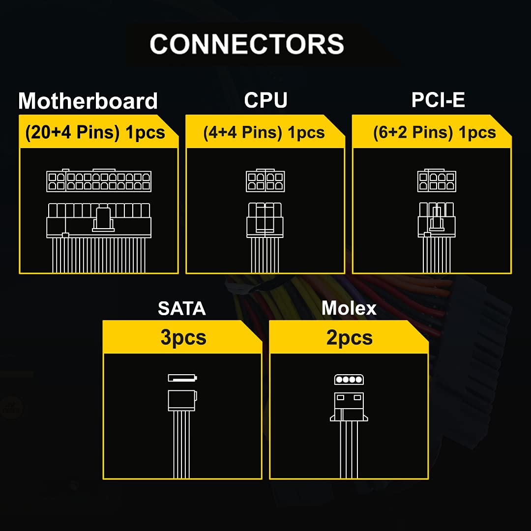Open Box ANT Esports  Non Modular High Efficiency Gaming Power Supply/PSU with 1 x PCIe and 120mm Silent Fan VS500L