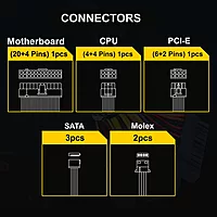 Open Box ANT Esports Non Modular High Efficiency Gaming Power Supply/PSU with 1 x PCIe and 120mm Silent Fan VS500L