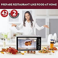 Borosil Prima 42 L Oven Toaster & Grill, Motorised Rotisserie & Convection Heating, 6 Heating Modes, Silver Top & Chrome Front