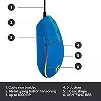LOGITECH LIGHT SYNC WIRED GAMING MOUSE G203-Blue