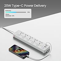 Portronics Power Plate 20 Extension Board – 5 Sockets, 3m Cord, 2500W, Individual Switches