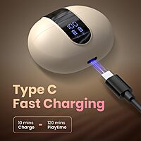 Portronics Twins 29 ANC – TWS Earbuds, 30H Battery Life, Active Noise Cancellation, Comfortable Fit, Stylish Beige Design, Perfect for Music Lovers and Calls, Seamless Connectivity, Lightweight.