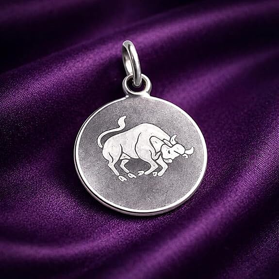 925 Sterling Silver Taurus Zodiac Pendant for Men & Women | Bull Astrology Charm Necklace | Round Engraved Horoscope Jewelry