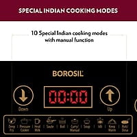 Borosil Smartkook-TC14 Electric Induction Cooktop, Glass Surface, Energy Saving, Flame-free Cooking, Black, 2000W