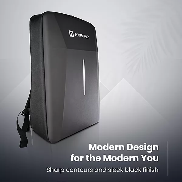Portronics Byte 2 Backpack – 15.6 Inch Laptop Hard Shell Backpack  Black  1 Year Warranty