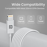 Portronics Conch Theta L – 8-Pin Earphones with Mic, featuring a sleek white design, high-quality sound, and comfortable fit for an immersive audio experience on the go.