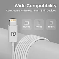 Portronics Conch Theta L – 8-Pin Earphones with Mic, featuring a sleek white design, high-quality sound, and comfortable fit for an immersive audio experience on the go.