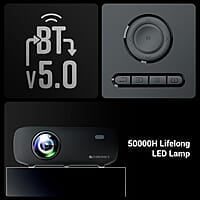 ZEBRONICS PIXAPLAY 55, Smart Projector, 8000 Lumens, 4K Support, 150 Inch Screen Size, Quad Core Processor, Bluetooth, HDMI, USB, WiFi, mSD, AUX, 1080p Native, APP Support, Miracast