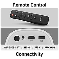 ZEBRONICS PIXAPLAY 53, Smart Vertical Projector, 3500 Lumens, 4K Support, 120 Inch Screen Size, Auto Focus, Auto Keystone, Bluetooth, HDMI, USB, WiFi, 1080p Support, APP Support, Miracast