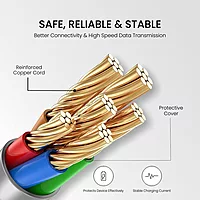 Portronics Konnect L 60W Type-C Cable – White 1.2M is a high-speed charging and data transfer cable, designed for durability and efficiency, perfect for all your Type-C devices.